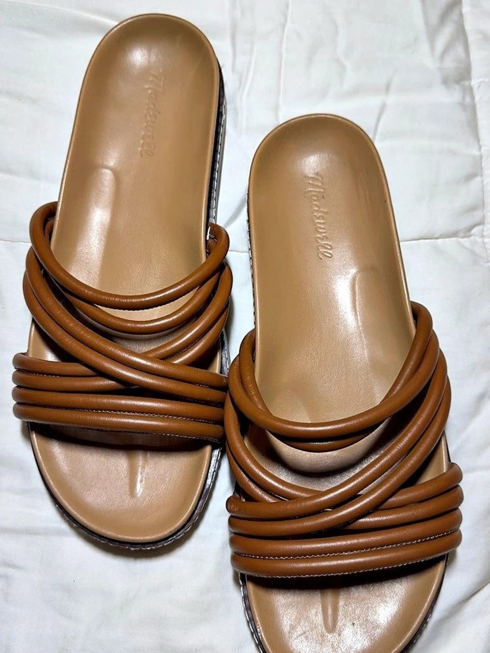 Madewell The Charley Strappy Slide Sandal Leather English Saddle Brown Size 10